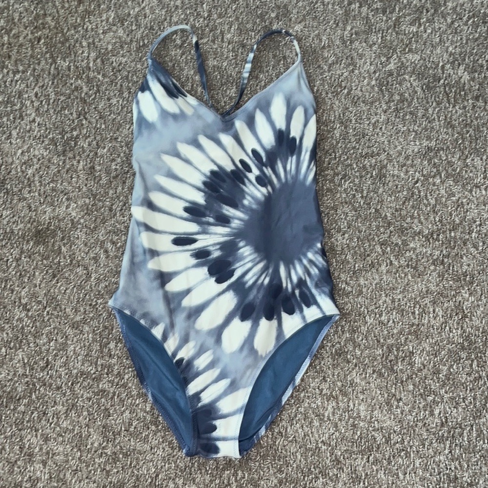 Aerie One Piece Blue and White Swimsuit